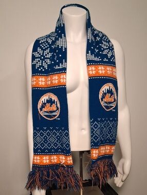 Blue and Orange Knit Team Scarf